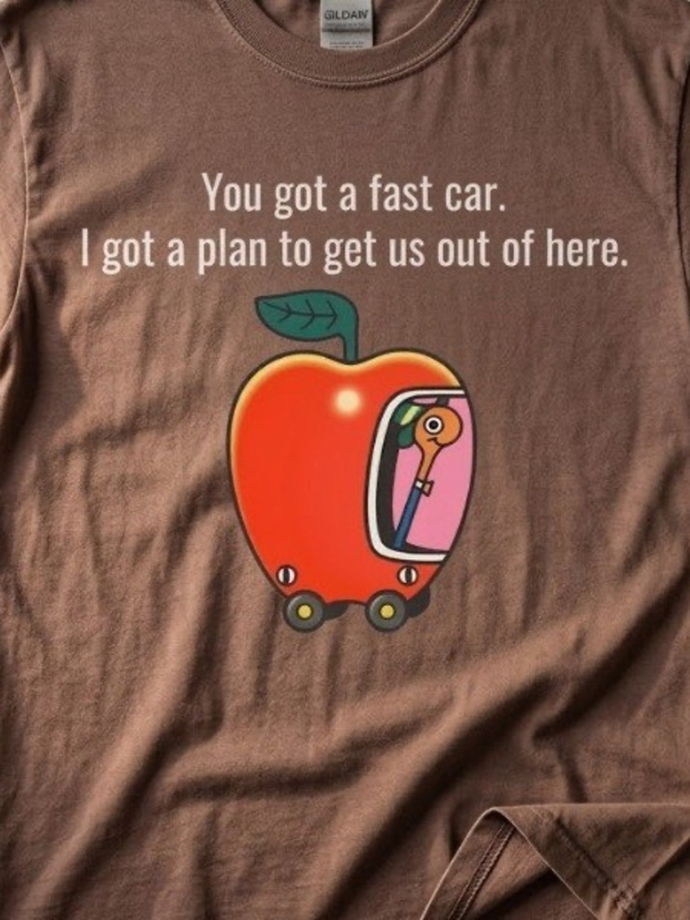Gildan Brown Whimsical Cute Quote Graphic Tee - Picture 2 of 2